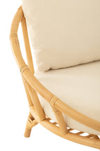 J-Line stoel + kussen - jute/textiel - naturel/wit