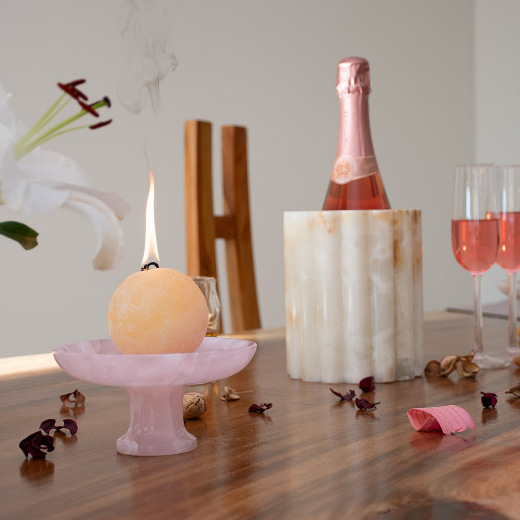 Serveerschaal Decoratief middelpunt Roze Onyx Presentatieblad