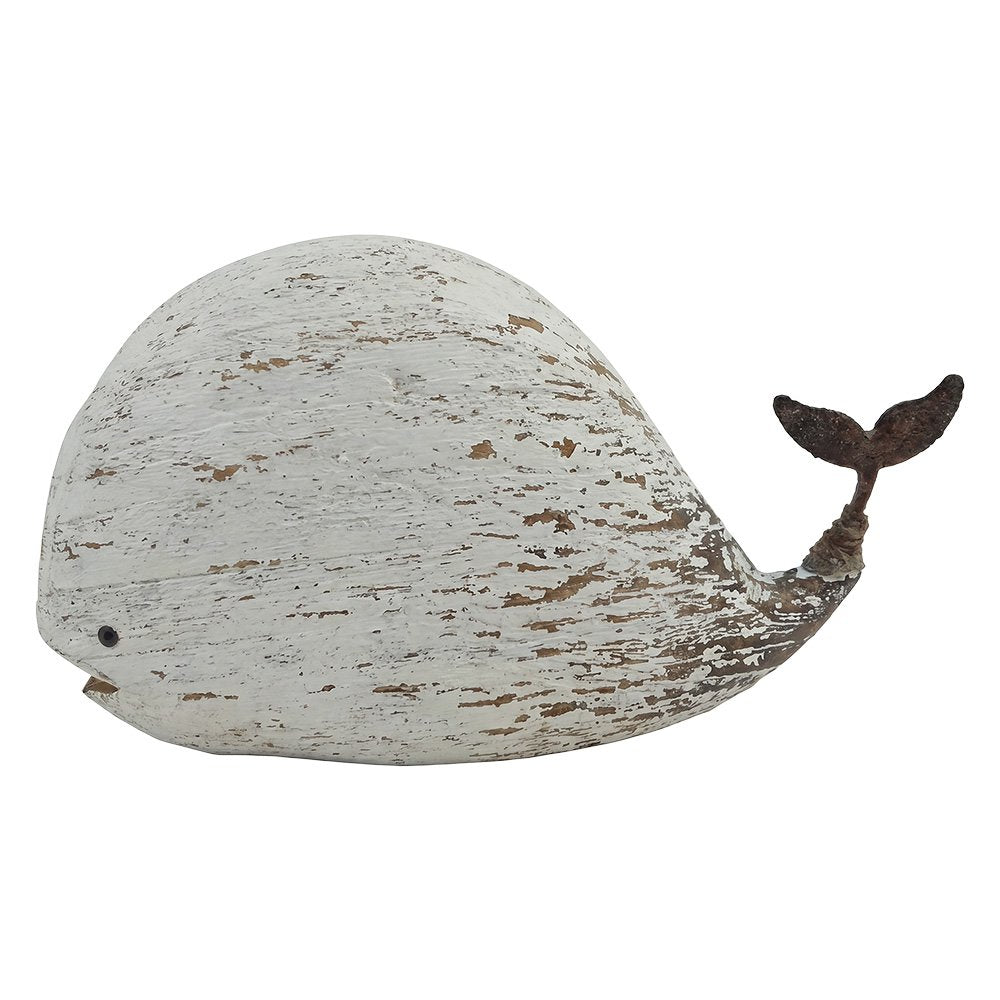 Decoratie Beeld Walvis Wit Hout Decoratie