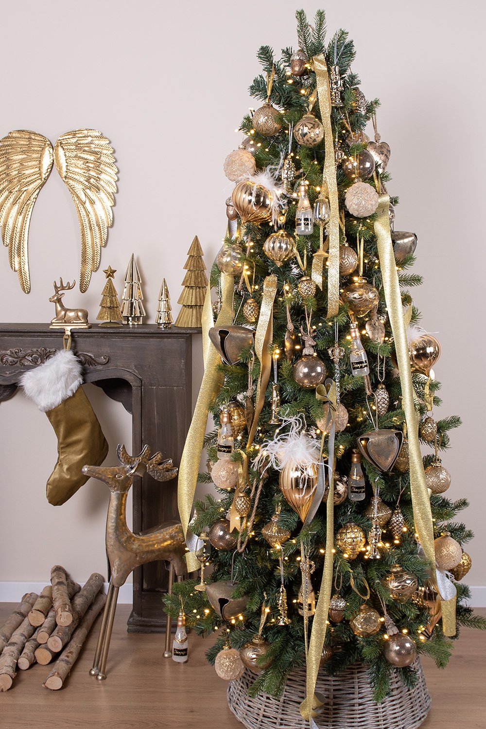 Kerstdecoratie Kerstboom 30 cm Goudkleurig IJzer