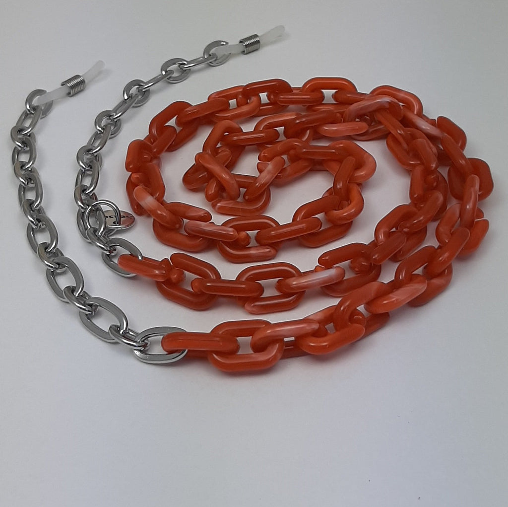 Brillenkoord acrylic chain zilver
