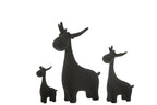 J-Line decoratie Hert - fluweel/polyresin - zwart - 3 stuks