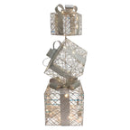 Kerstdecoratie met LED-verlichting Cadeau 25x25x97 cm / 3xAA Zilverkleurig Metaal