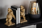 J-Line boekensteun Gorilla - polyresin - goud - 2 stuks