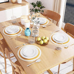 Eettafelmatten – geribbeld katoen, hittebestendig – 32 cm rond, set van 4