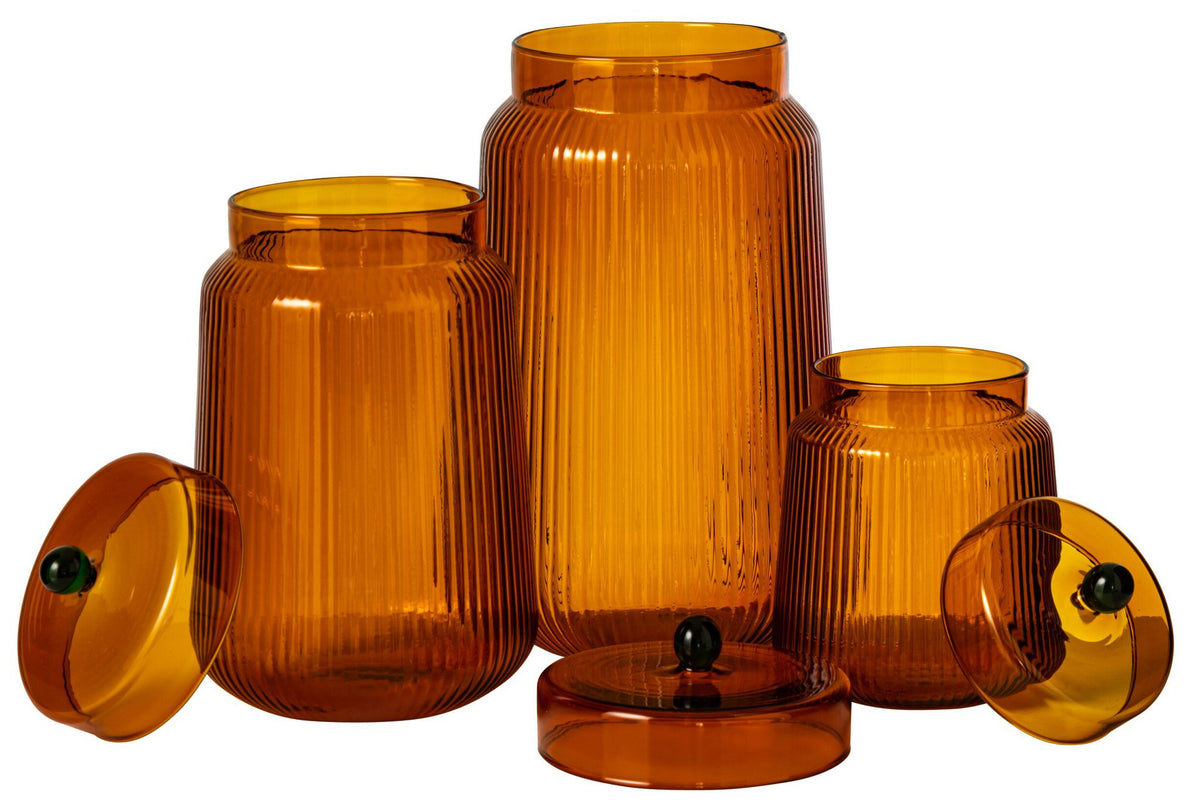 J-Line Voorraadpotten - glas - oranje/warmgeel - set van 3