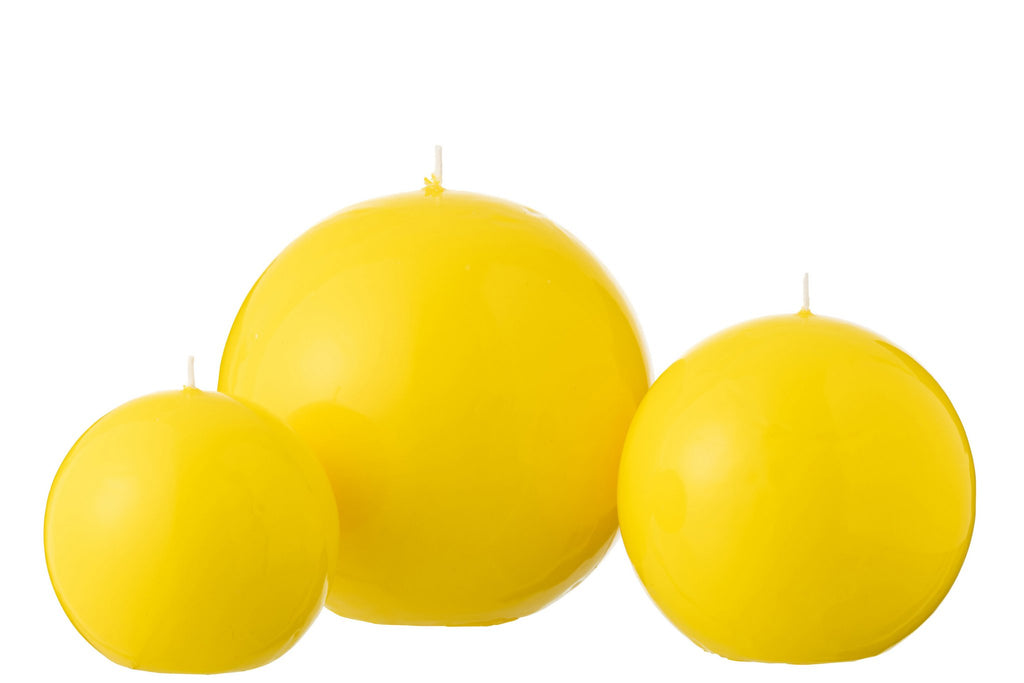 J-Line Kaars Bol Wax Fluo Geel - 50 Uur