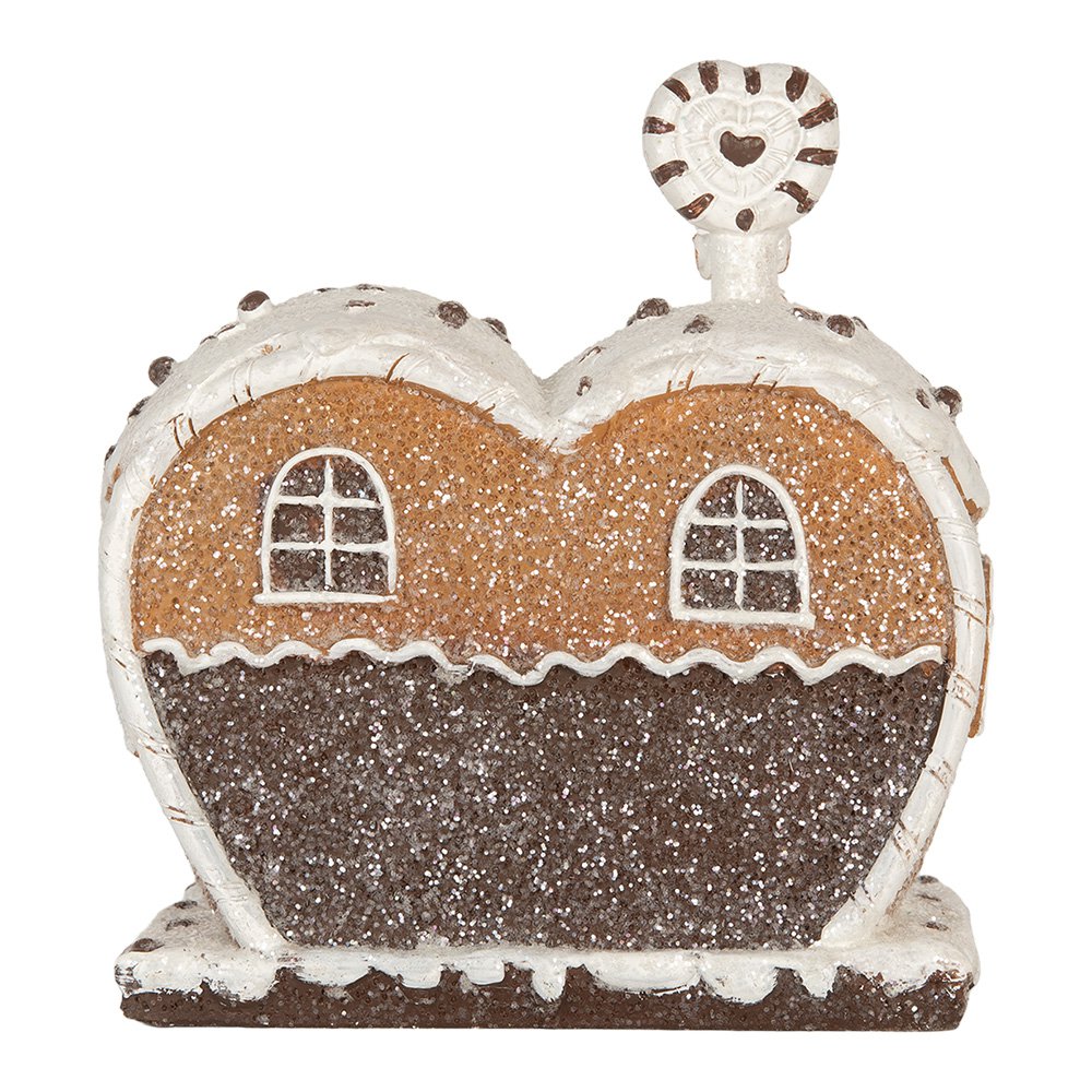 Gingerbread house met LED 18x10x19 cm Bruin Kunststof