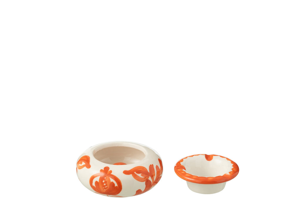 J-Line asbak Ashtray Granada - keramiek - wit/oranje - small
