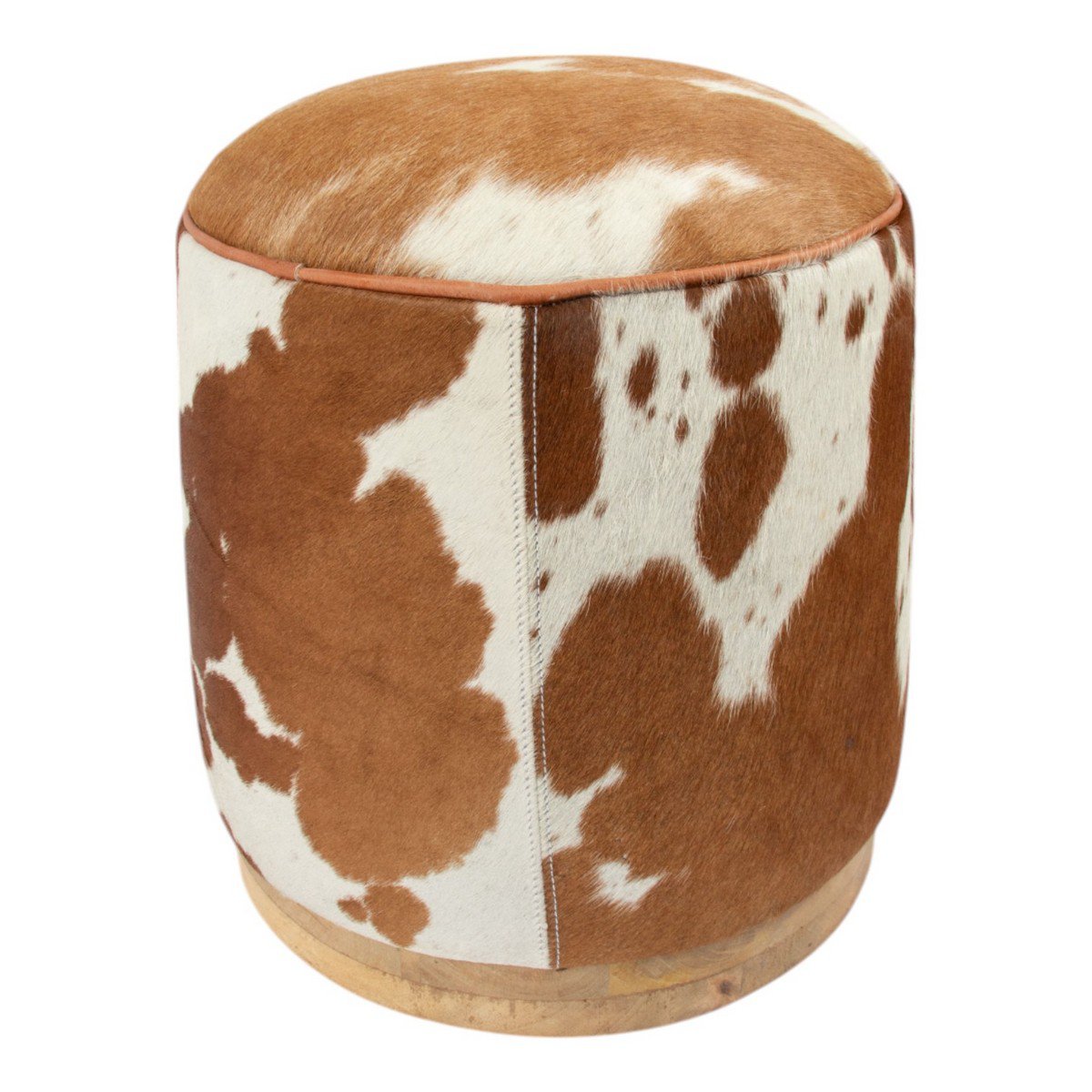 Poef Koe rond bruin wit 40x40x43cm (bos taurus taurus)