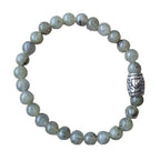 Dames armband Labradoriet 6 mm met basic kraal