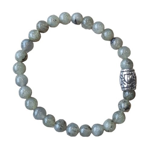 Dames armband Labradoriet 6 mm met basic kraal