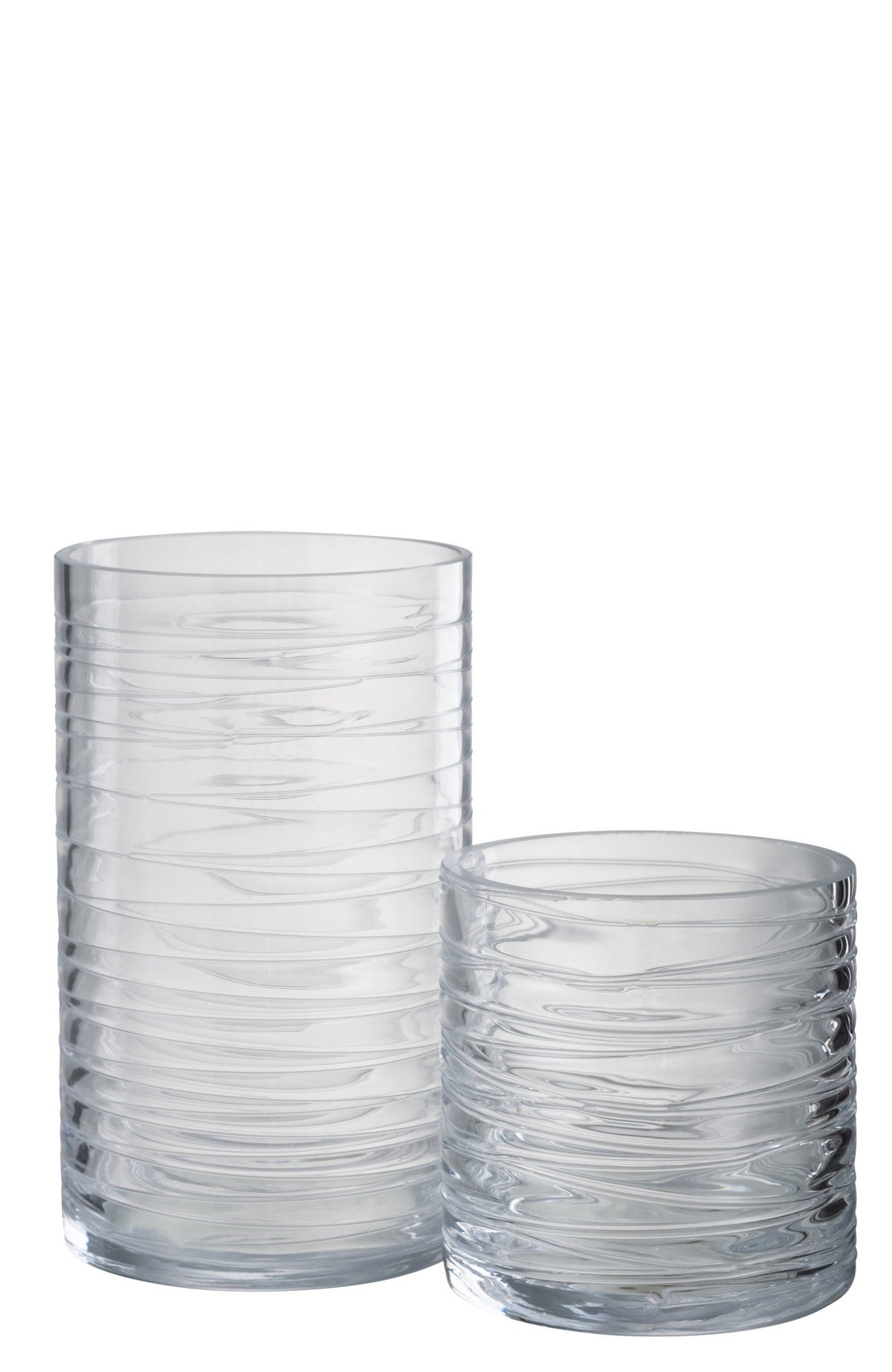 J-Line windlicht Strepen - kaarshouder - glas - transparant - large
