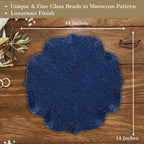 Placemat met kralen – glazen kraal, Marokkaans patroon – 30 cm rond