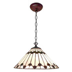 Hanglamp Tiffany Ø 40 cm Wit Bruin Glas Hanglamp Eettafel