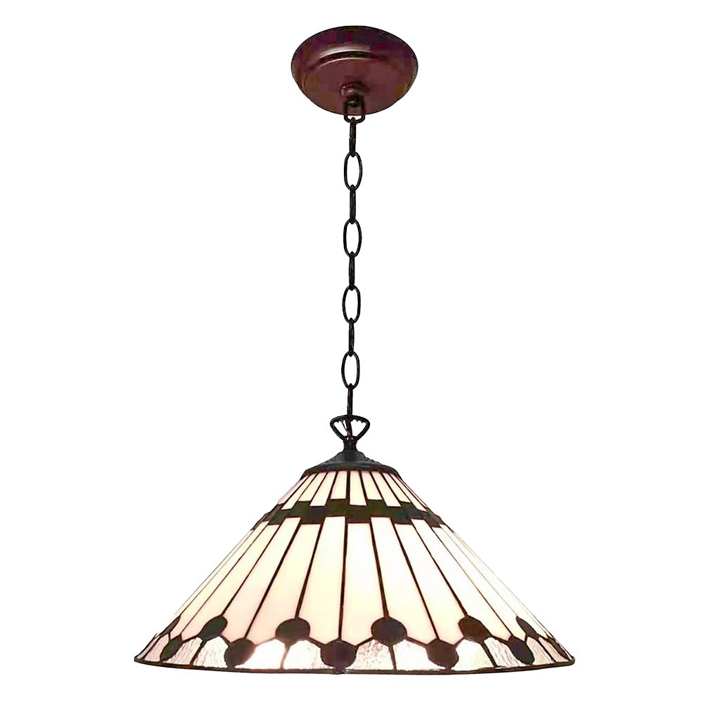Hanglamp Tiffany Ø 40 cm Wit Bruin Glas Hanglamp Eettafel