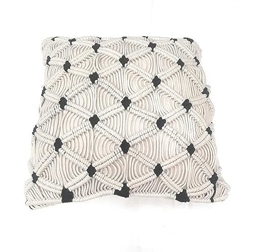 Handgebreide decoratieve kussenhoezen van macramé – met verborgen ritssluiting – 16x16 inch