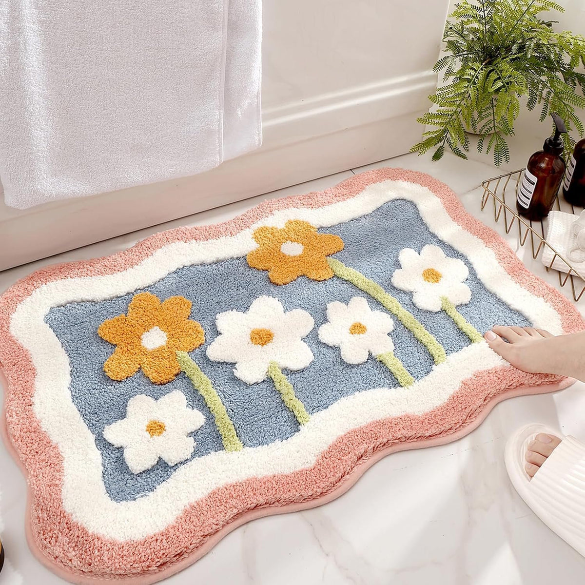 Bloem superzachte antislip microvezelmat 2000 gsm (40x60 cm) 1 stuk | Absorberend bad, vloer, deurmat, vloerkleed