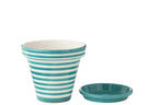 J-Line bloempot Granada Stripes - keramiek - aqua - large - Ø 35 cm