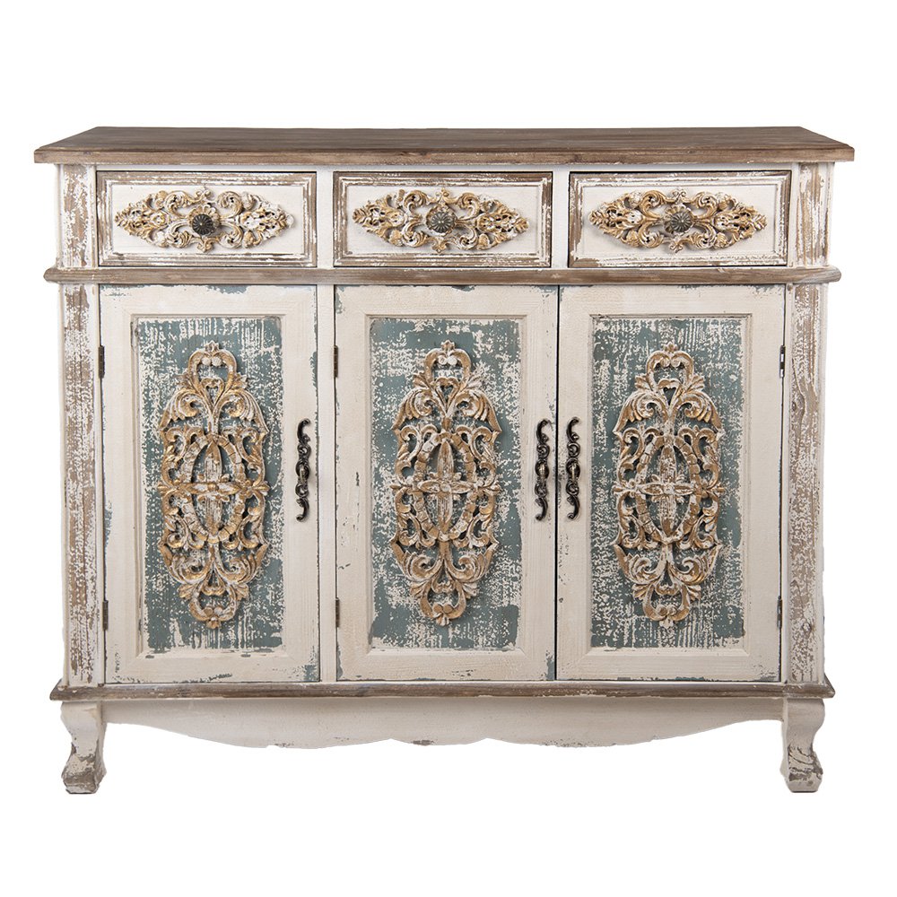 Dressoir Wit Bruin, Hout 126x40x112 cm