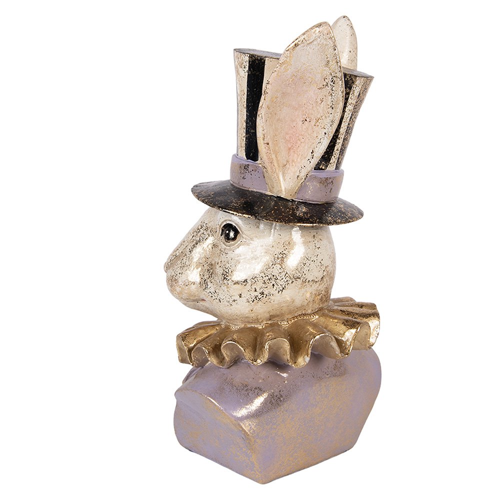 Decoratie Beeld Konijn 14x12x27 cm Beige Kunststof