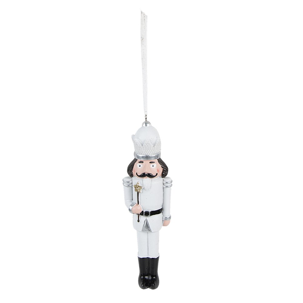Kersthanger Notenkraker 15 cm Wit Kunststof Kerstbal