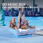 Tonecheer, Muziekdoosje, DIY 3D Houten Puzzel, New York, TQ067, 14x14x19cm