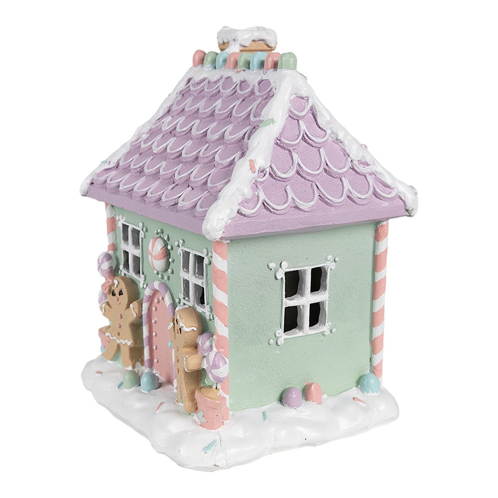 Gingerbread house 17x14x21 cm Groen Roze Kunststof Peperkoekhuisje