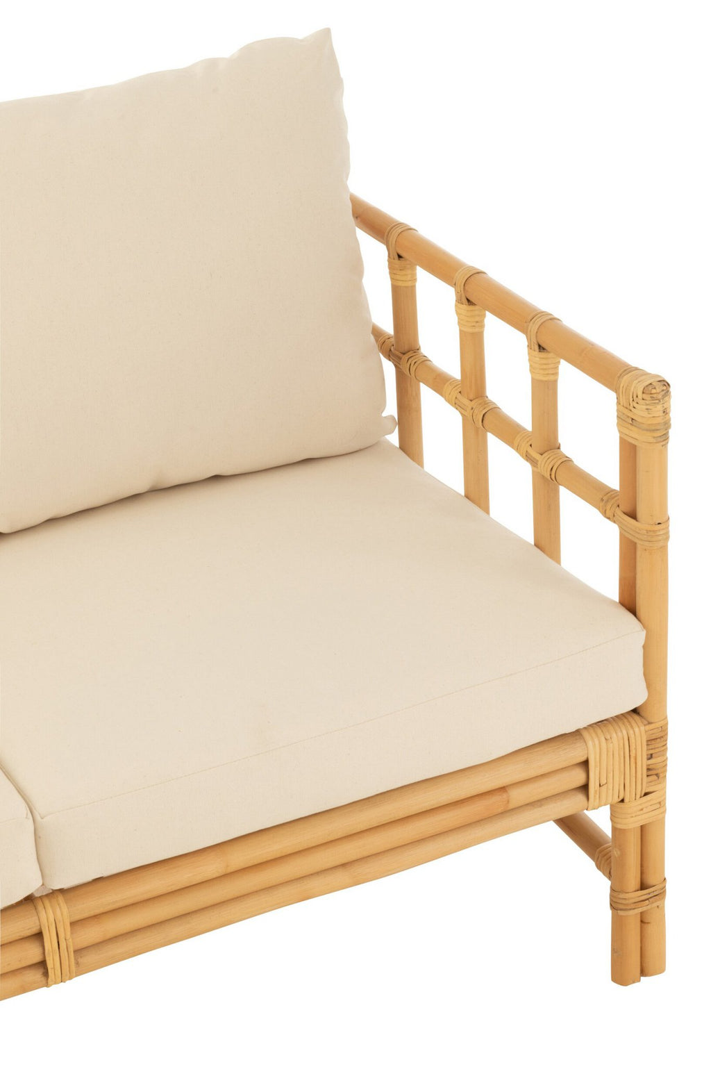 J-Line sofa Elise + kussen 2 Personen - rotan/textiel - naturel/wit