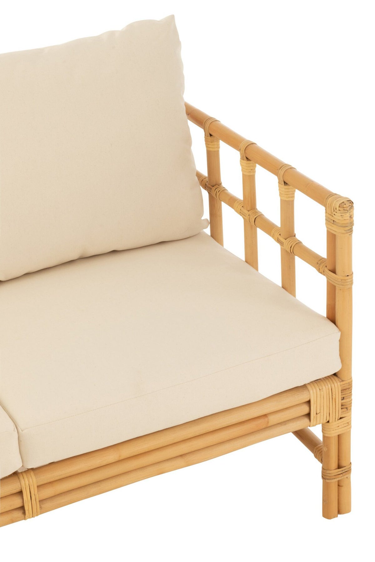 J-Line sofa Elise + kussen 2 Personen - rotan/textiel - naturel/wit