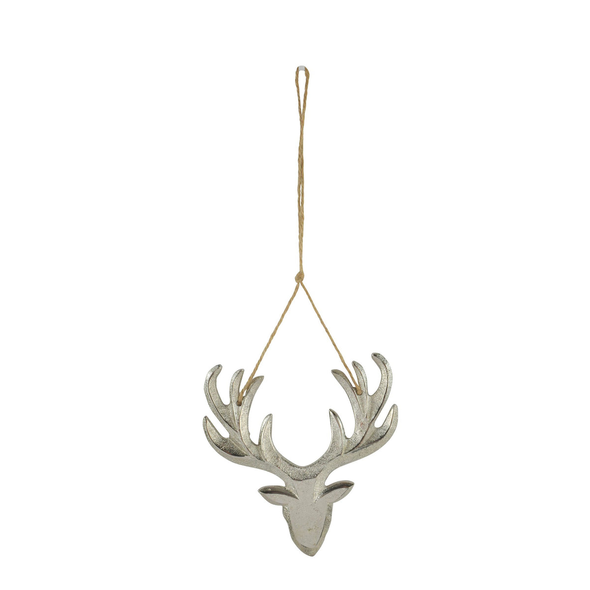 Hanger rendierkop metaal 14x13x2cm zilver