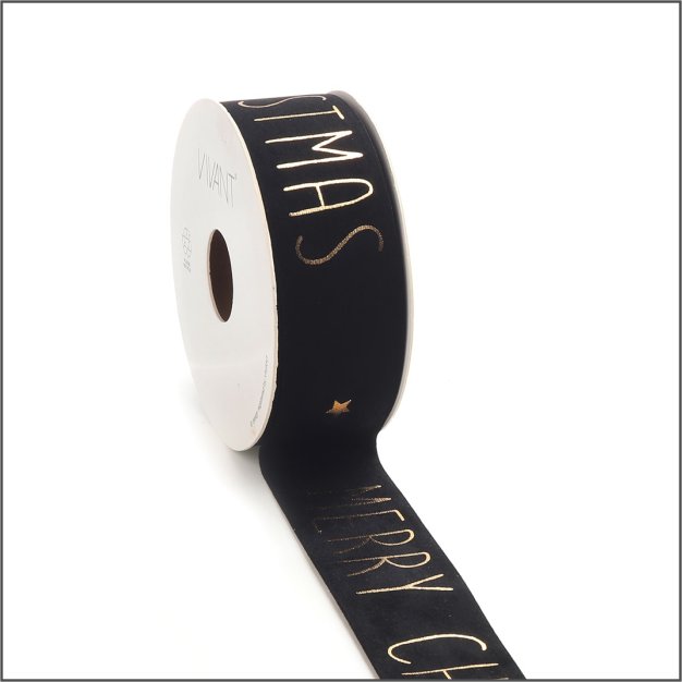 Velvet lint – Christmas – Black - 40mm x 5m