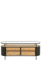 J-Line kast Ivy - ijzer - naturel/zwart