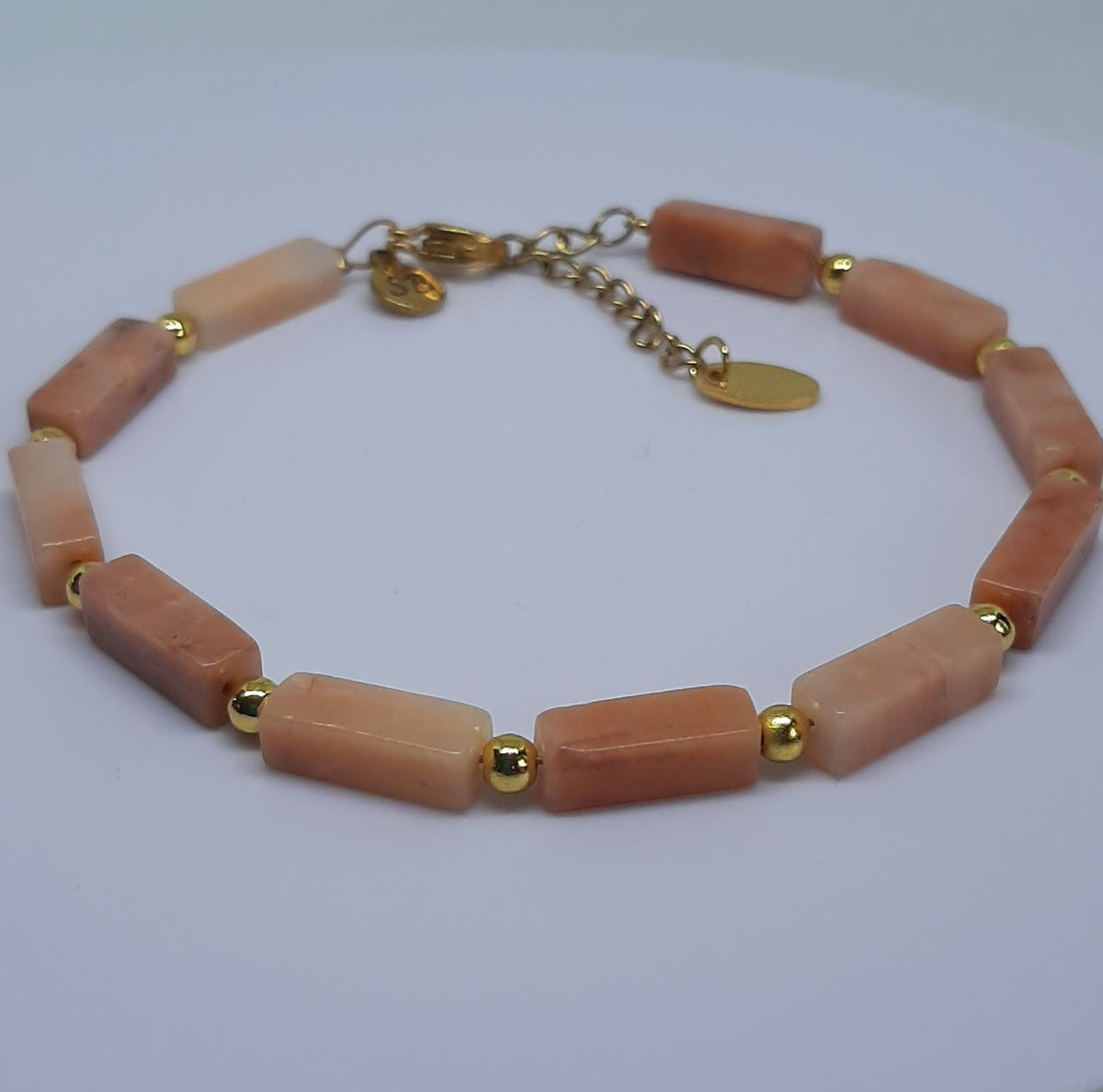 Armband edelsteen Rechtek roestvrij staal verguld