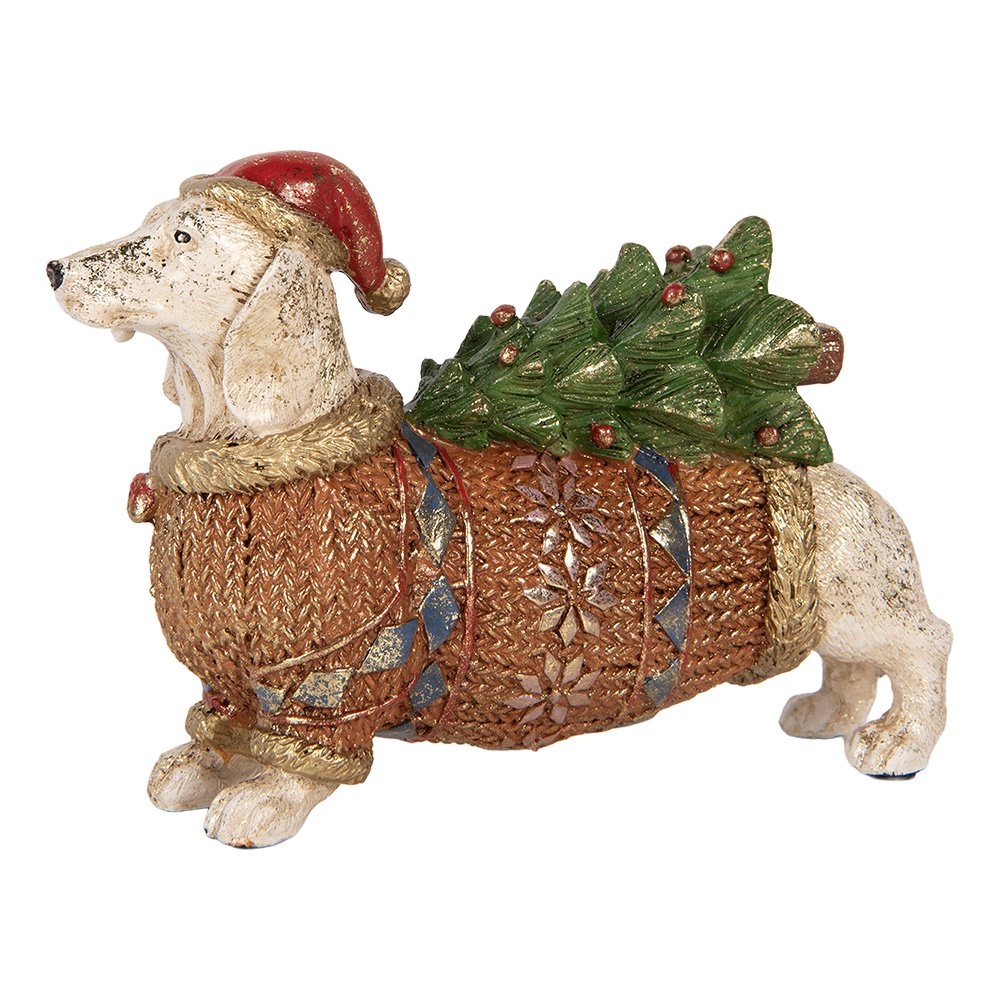 Decoratie Beeld Hond 21x6x14 cm Wit Kunststof