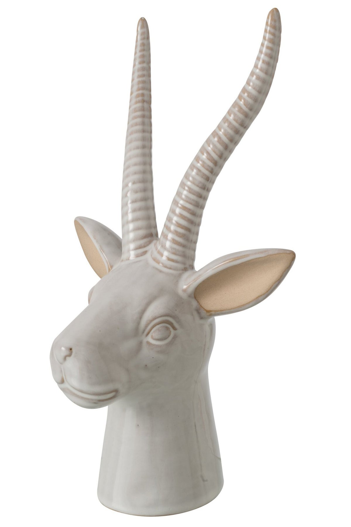 J-Line decoratie Hert Hoofd - porselein - ecru - large