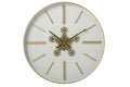 J-Line Wandklok - ijzer - wit/goud - large