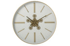 J-Line Wandklok - ijzer - wit/goud - large