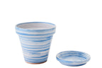 J-Line bloempot - keramiek - blauw/wit - M