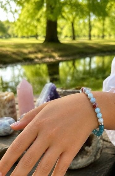 Dames armband Larderiet en Aquamarijn 6 mm