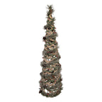 Kerstdecoratie met LED-verlichting Kerstboom Ø 24x81 cm Groen Rotan