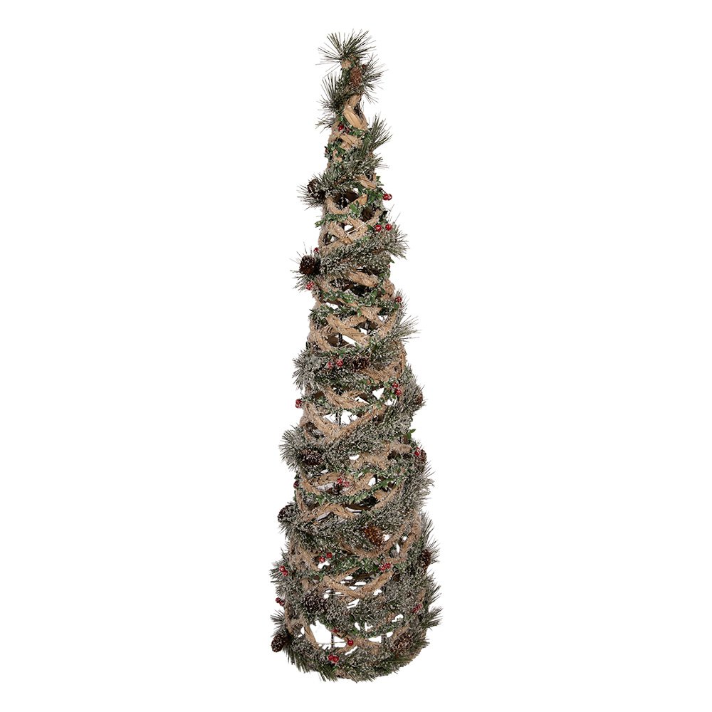 Kerstdecoratie met LED-verlichting Kerstboom Ø 24x81 cm Groen Rotan