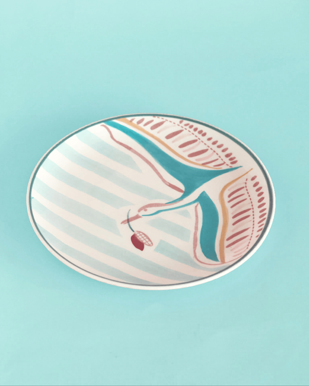 Veldleeuwerik Handbeschilderd Keramisch Rond Bord Curve 16Cm