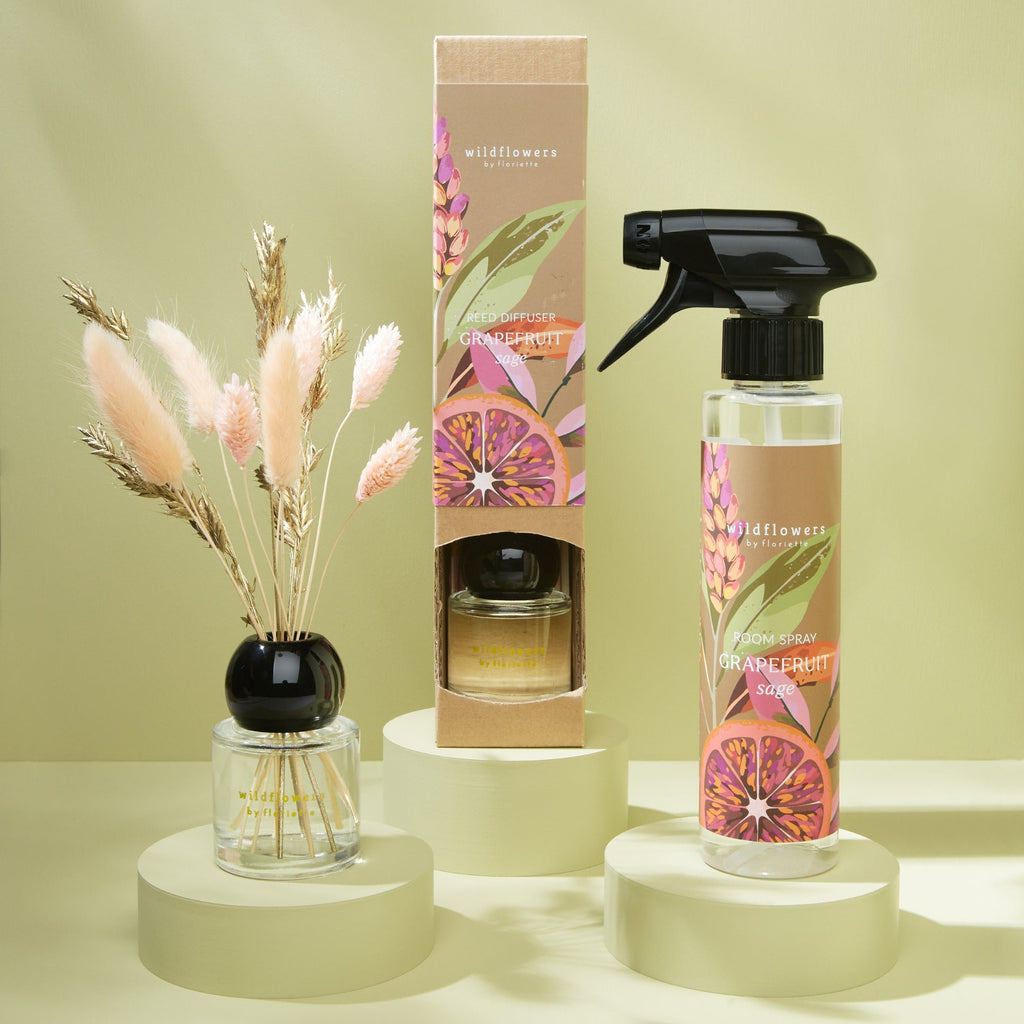 Rietverspreider met gedroogde bloemen 50ML - Grapefruit Salie