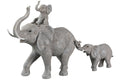 J-Line figuur Olifant Staand Met Kind Op Rug - polyresin - grijs