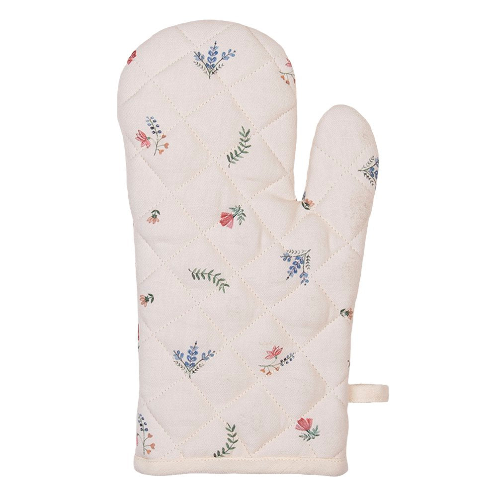 Ovenwant 18x30 cm Beige Blauw Katoen Kip en Haan Ovenhandschoen