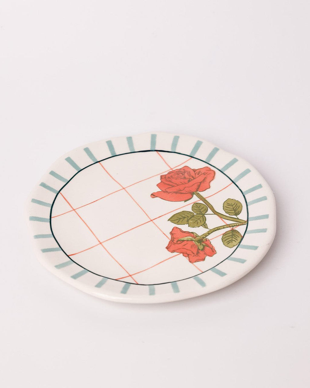 Serveerbord | Keramisch handgeschilderd rozenontwerp | Set van 2, klein en groot
