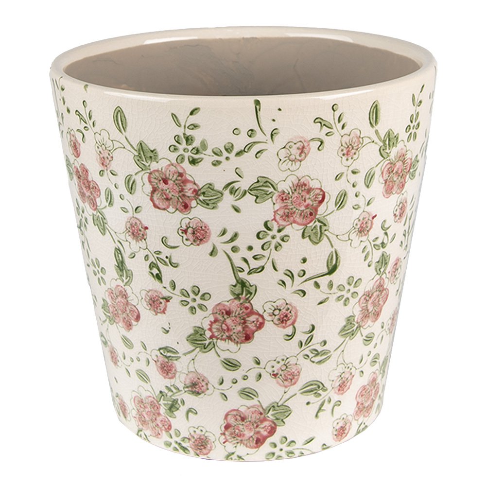 Bloempot Ø 19x18 cm Roze Beige Keramiek Bloemen Bloempot Binnen