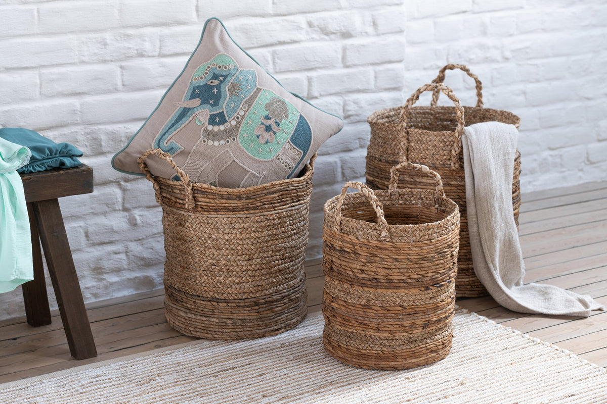 J-Line mand Lucie - jute - naturel - 3 stuks