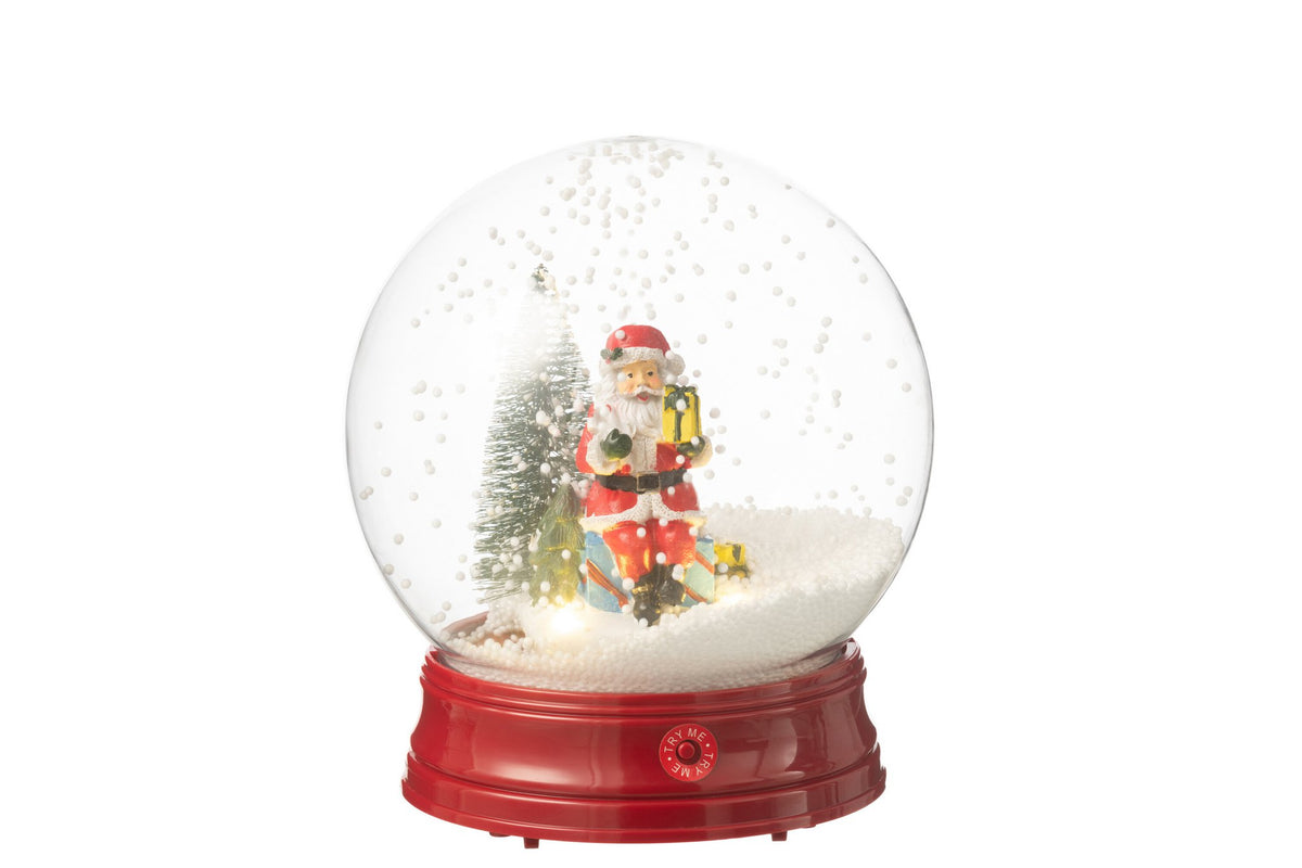 J-Line Sneeuwbol Kerstman Boom Led Resine